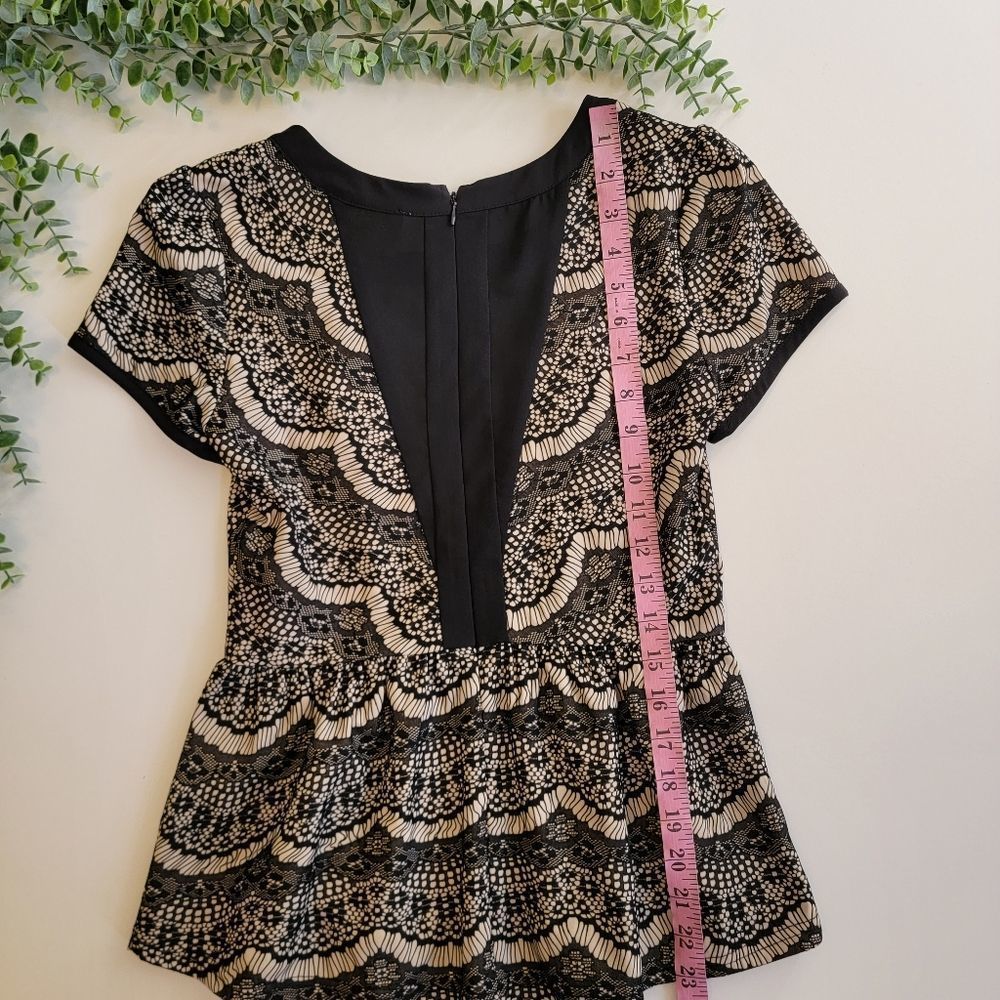 Skies Are Blue Black & Tan Lace Blouse - Picture 7 of 10